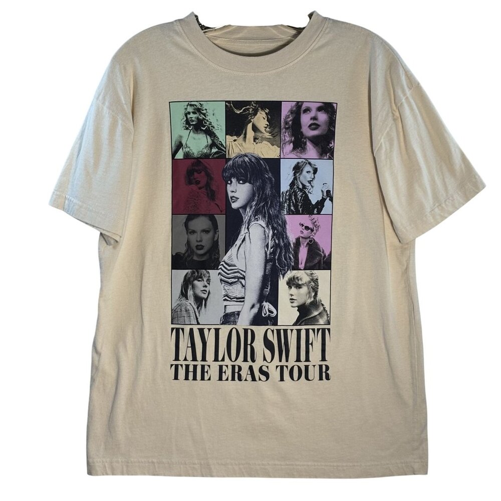 Taylor Swift The Eras Tour Beige Graphic Tee M 100% Cotton Unisex Concert Tee